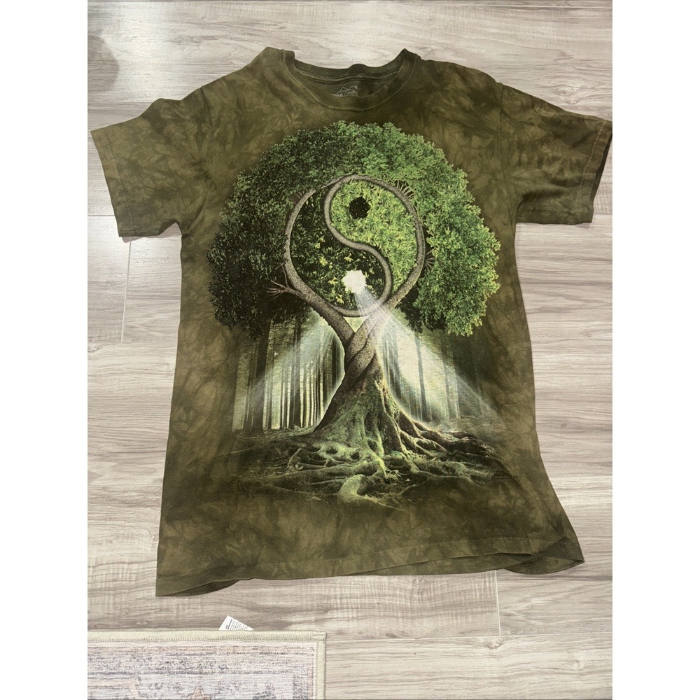 The Mountain Michael McGloin Tree of Life Yin-Yang T Shirt Men's Medium Tie Dye